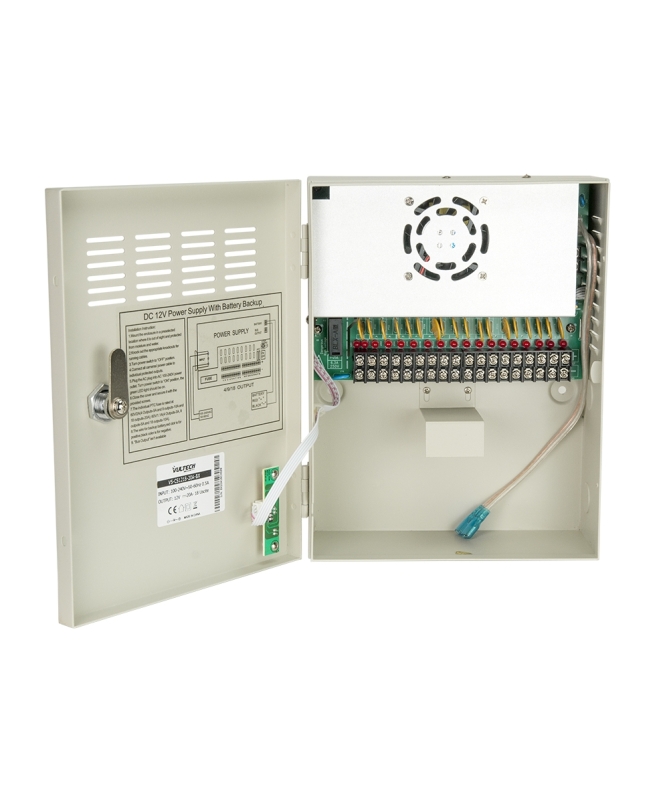 Box Alimentatore Centralizzato 12V 20A 18 Canali - Alloggio Batteria - Funzione Backup - PTC